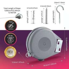 Retractable Clothesline Heavy Duty Retracting Clothes Line Outdoor and Indoor