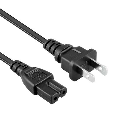 6FT AC Power Cord Cable For JVC Emerald EM32FL EM39FT EM55FT 2-Prong Plug Lead
