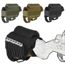 Tactical Buttstock Rifle Cheek Rest Pouch Ammo Case Military Bullet Holder Bag