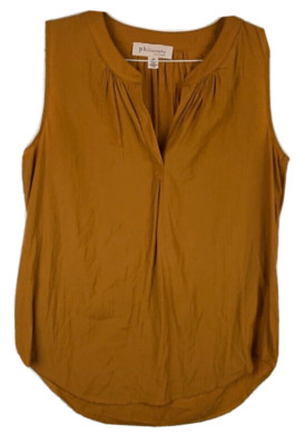 Philosophy Womens V Neck Sleeveless Blouse Size S High Low Tunic Mustard