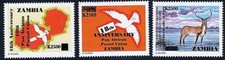 ZAMBIA 2003 BIRDS, ANIMALS / SURCHARGES SC#1019-21 mnh neuf  FREE SHIPPING