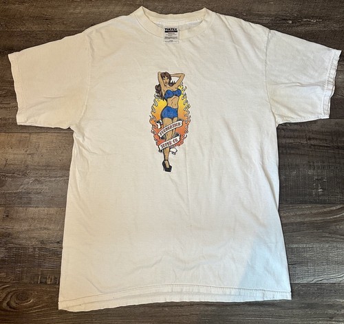 Vintage 90s Foundation Skateboards Flame Hookups Skate Shirt Size L - Afbeelding 1 van 5