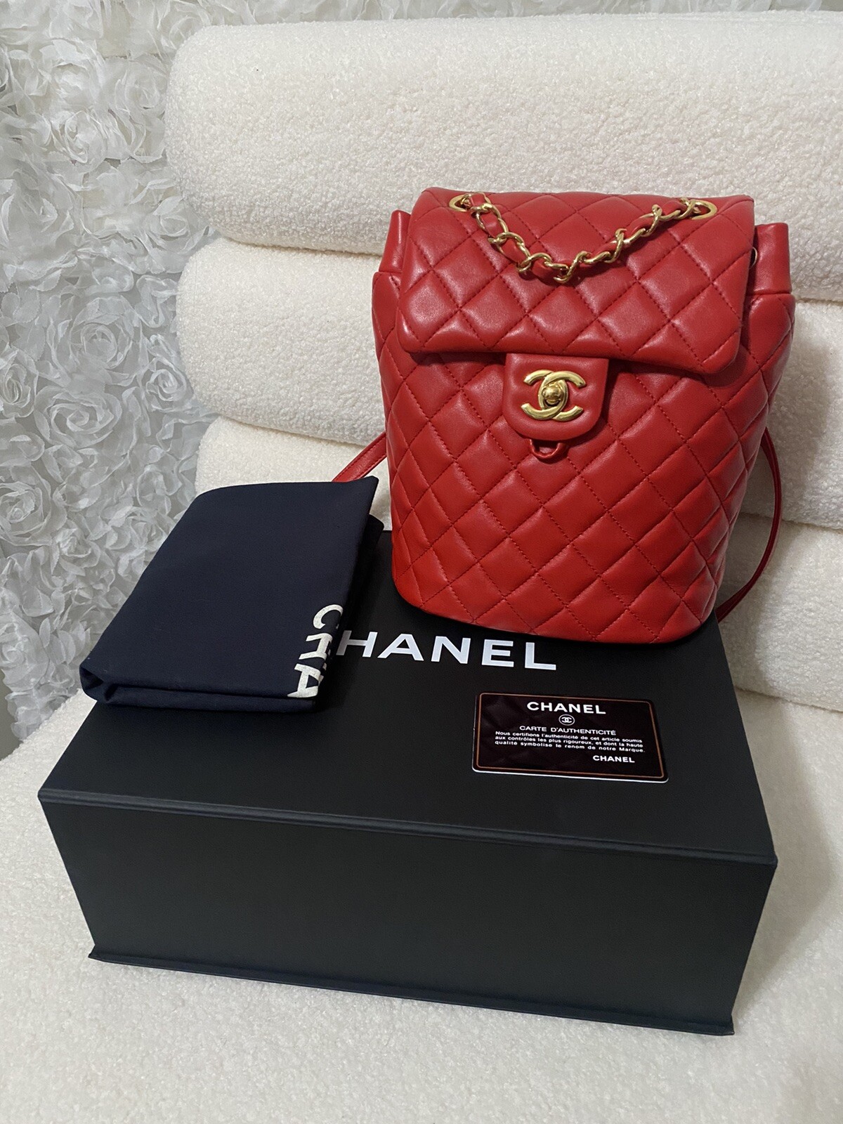 Authentic Chanel Mini Red Urban Spirit Backpack Gem