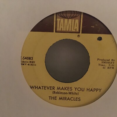 'THE MIRACLES'~ MICKEY'S MONKEY/WHATEVER MAKES YOU HAPPY'~45 rpm record