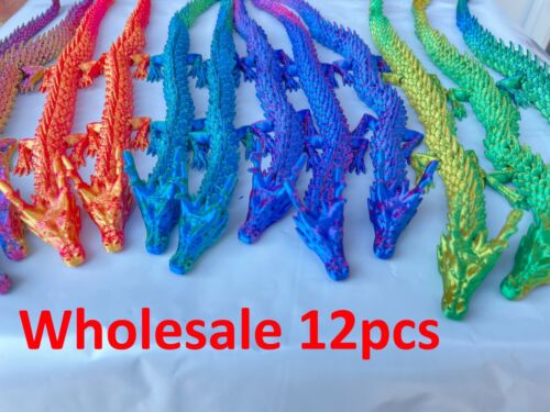 Wholesale Lot 12x 3D Printed Dragon Articulated Crystal Fidget Kids Toy Resale
