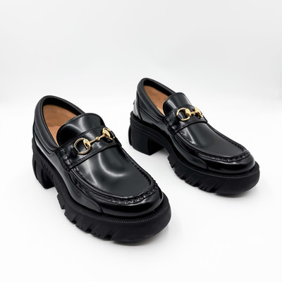 Gucci Romance Horsebit Platform Lug Sole Black Leather Loafers EU 39.5 US 9.5