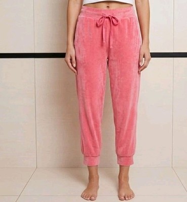 Anthropologie Saturday Sunday Pink Velor Jogger Pants Large Barbie Barbiecore