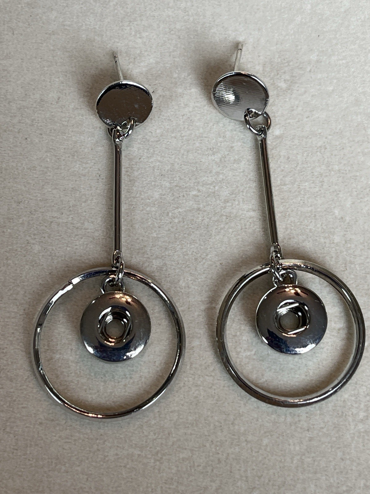 Snap Silver Tone Dangle Earrings - image 1