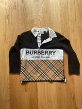 classic burberry print long sleeve boys shirt 8yo with snaps and collar