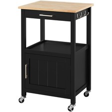 Kitchen Island Cart with Storage, Rolling Kitchen Island with 6 Side Hooks,Black