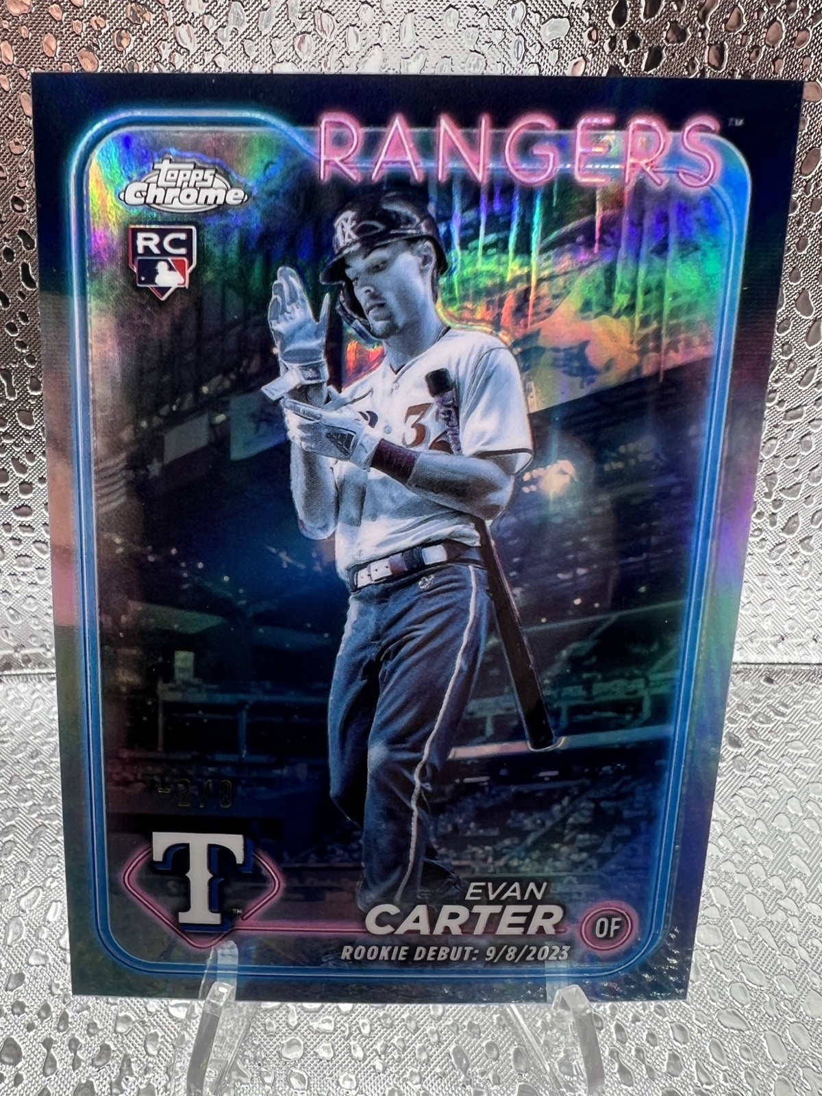 Super RARE! 2024 Evan Carter Topps Chrome Update Rookie Debut Frozenfractor -2/0