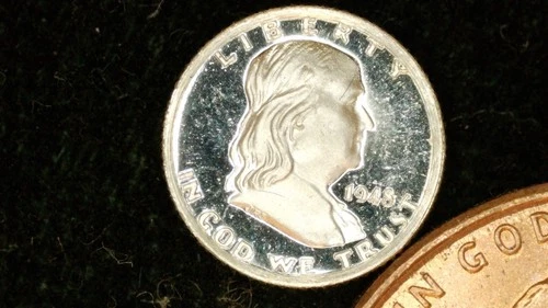 MINIATURE COIN 1948 FRANKLIN HALF DOLLAR PROOF LIKE STERLING SILVER