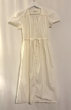 Christy Dawn Dress Small Maxi Aline White Short Sleeve Cotton Lightweight Boho