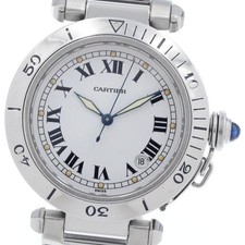 CARTIER PASHA W31005H3 38mm SS White Dial Automatic Date Watch #C412 6