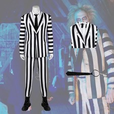 Beetlejuice 2 Cosplay Costume Black White Full Set