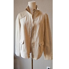 Ralph Lauren Full Zip Long Sleeve Soft Utility Jacket Women Size L Beige Outdoor