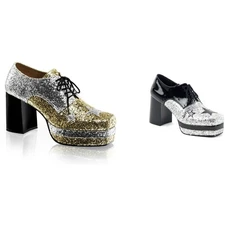 Pleaser Funtasma Toe Star Glitter Chunky High Heel Boots Adult Men Glamrock02