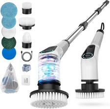 Electric Spin Scrubber Cordless Cleaning Brush Shower Scrubber W/ 8 Replaceable