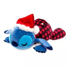 Disney Store Lilo Stitch Holiday Cuddleez Medium 12 1/4 inches Pajamas Plush