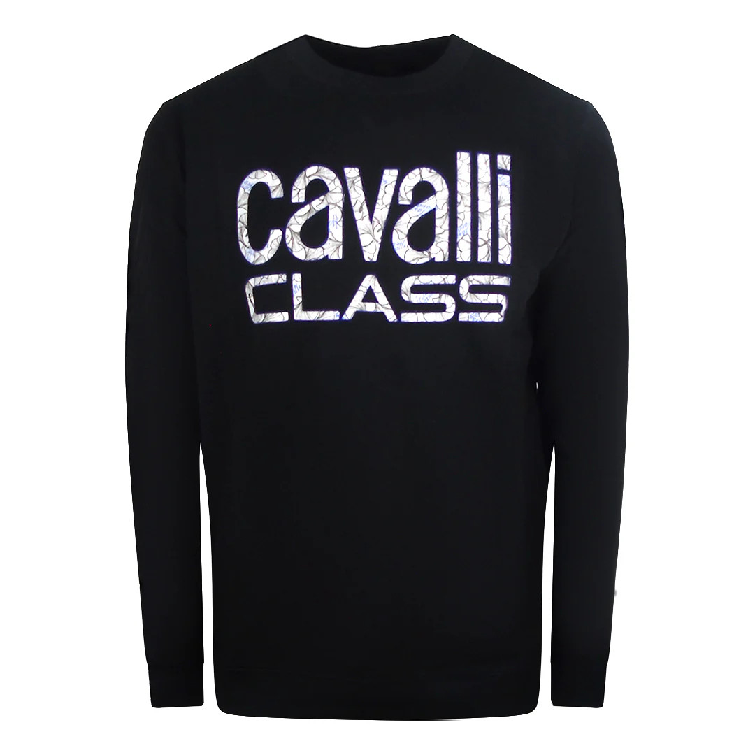 Cavalli Class Bold Floral Design Black Sweatshirt 16490₽