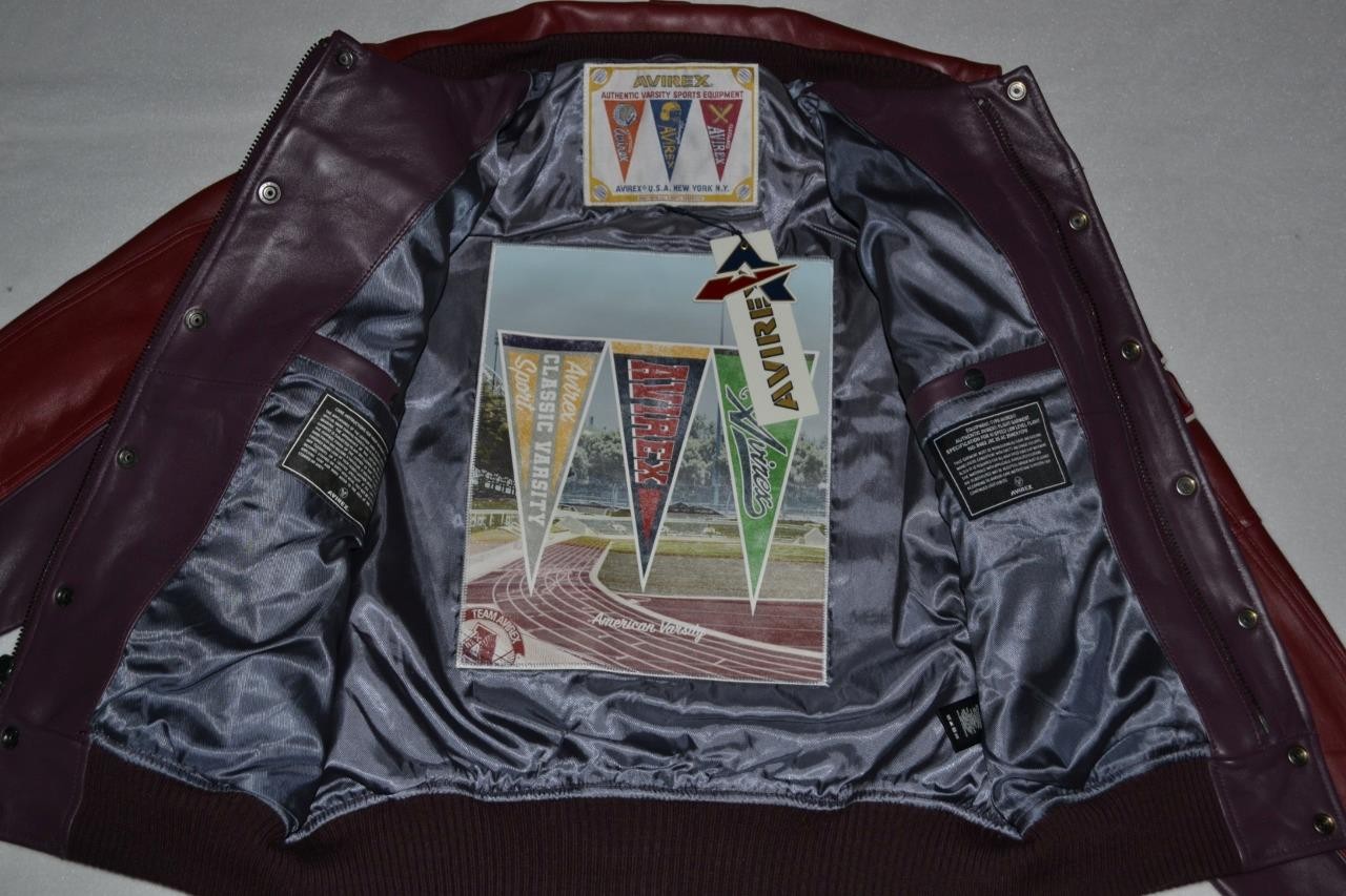 AUTHENTIC MENS AVIREX TRACK TEAM  JACKET BOMBER DARK CHERRY BRAND NEW ALL SIZES image 5
