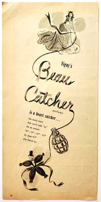 1945 Vigny's Beau Catcher Fragrance Advertisement Beauty Vintage Perfume
