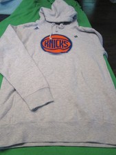NEW ADIDAS MENS NY NEW YORK KNICKS HOODED SWEATSHIRT GRAY SMALL