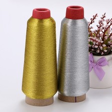 2 Rolls Gold Silver Embroidery Machine Thread Bobbin Metallic Reflective