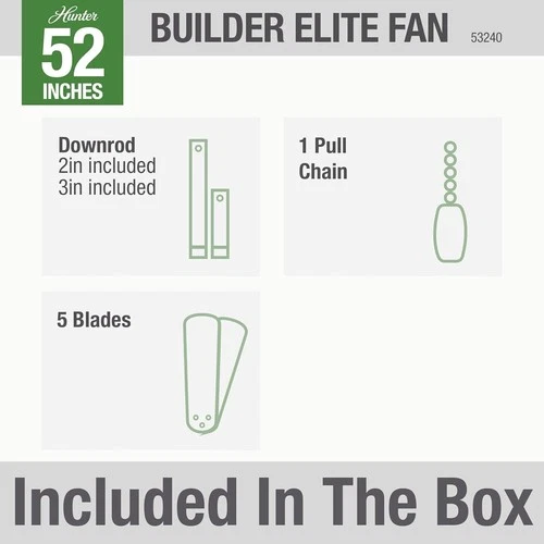 Hunter Fan Company 53240 Builder Elite Indoor Ceiling Fan 52", Snow White - Picture 4 of 6