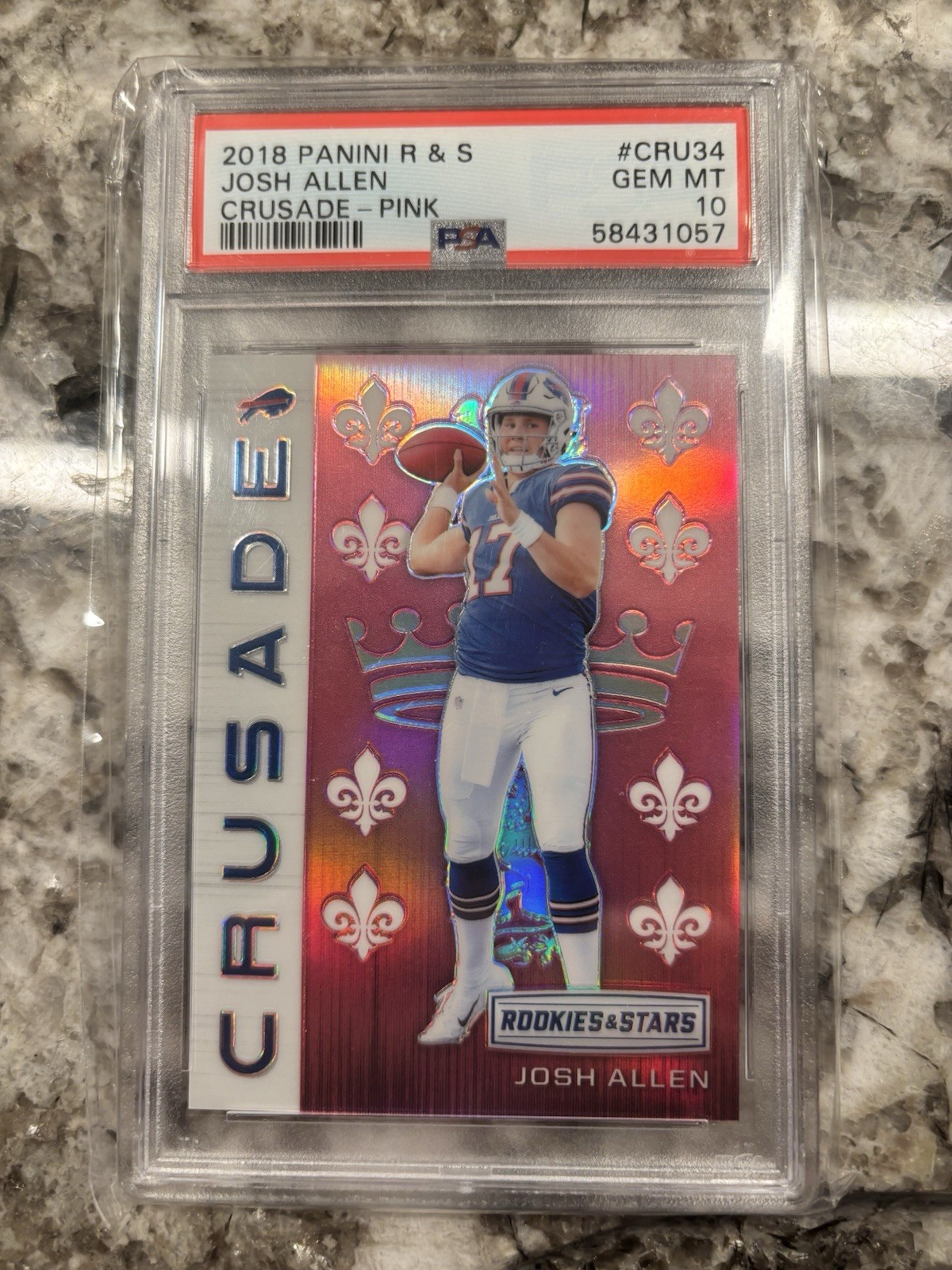 Panini 2018 Rookies & Stars Josh Allen Bills Crusade Pink /85 RC PSA 10