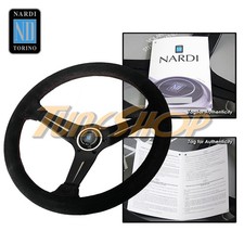 Italy Nardi Rally Deep Corn 350mm Steering Wheel Black Suede Red Stiching Horn Italy Nardi Rally Deep Corn 350mm Steering Wheel Black Suede Red Stiching Horn