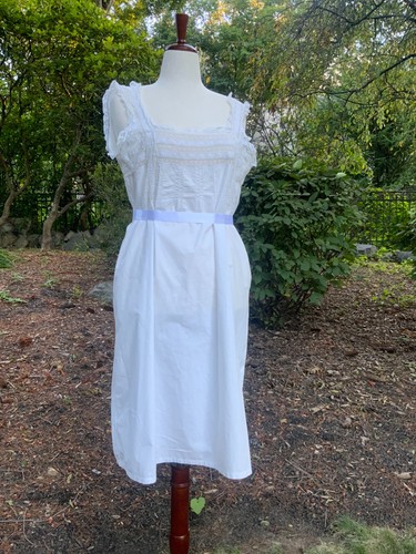 Edwardian Cotton / Slip Dress White Cotton M/L - Picture 13 of 16