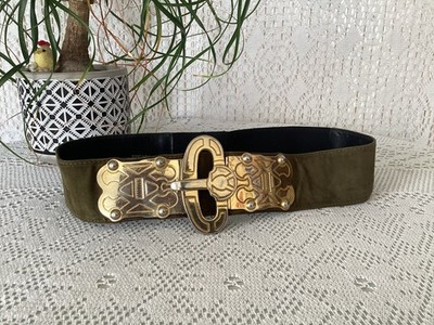 Escada Damen Wildledergürtel grün Samt Vintage (ACV05/31/05-25LEE )