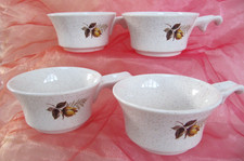 4 x Vintage KERNEWEK AUTUMN ROSE Ceramic SOUP BOWLS WITH HANDLES
