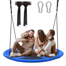 60" Tree Swing for Kids Outdoor Round 900D Oxford Waterproof w/ 2 Hanging Strap