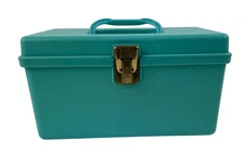 Box Wilson Mfg Corp Wil-Hold Sewing Box Teal Plastic Metal Latch *NO TRAY