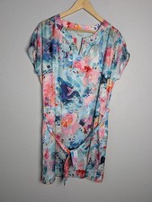 Liz Claiborne Dress Womens S Multicolor Short Shift Short Sleeve V-Neck Pockets