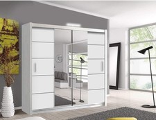 Oslo Sliding Door 216cm(h) x 203cm (W) x 62cm (D) White Modern Wardrobe