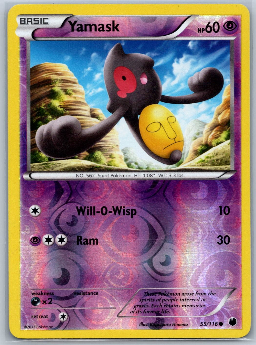 Yamask (55) Reverse Holo Plasma Freeze 55/116 LP Pokémon Card