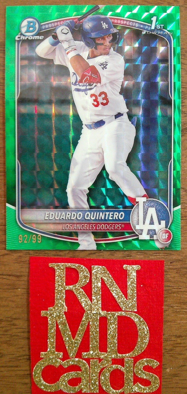 2025 Topps Bowman Chrome 1st Eduardo Quintero Green Geometric Refractor /99