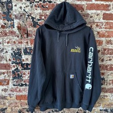 Carhartt K288 BLK Hoodie Sweatshirt Blue Mens Size Large Spellout