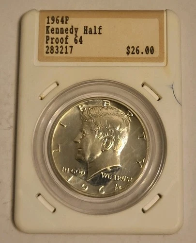 1964 Proof Kennedy Half Dollar, Vintage Hannes Tulving Old Holder,Hard to Find!