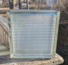 Vintage Reclaimed Glass Blocks 7.5 x 7.5 x 3.125 Salvage Light Brick Lines