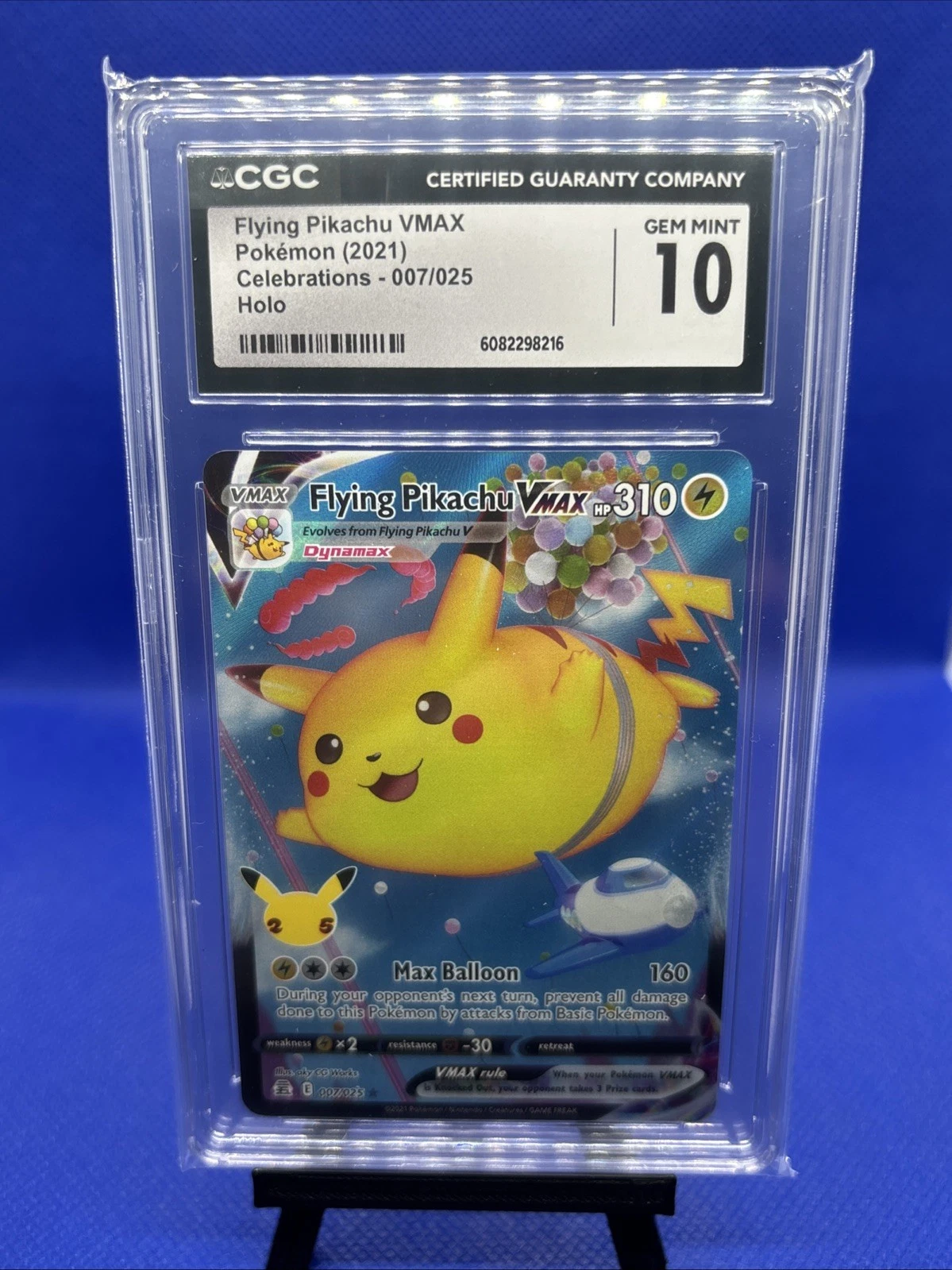 Flying Pikachu VMAX Pokemon Celebrations Full Art Holo 7/25 - CGC PRISTINE 10