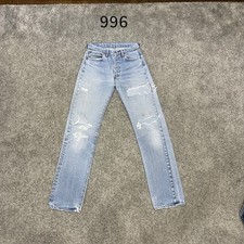 Levi 501 Vintage 80 USA Selvedge Redline actual 29x32 Light Blue Distressed