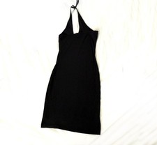Wild Fable Halter Dress Womens Black Ribbed Bodycon Mini Dress