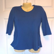 Jaanuu Royal Blue Pleated Side 3/4 Sleeve Scrub Top Size Medium M Style J96227