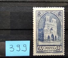 timbre france neuf année 1938  n° 399   Reims   65c + 35c.