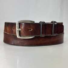 Scratched Brown Genuine Leather Dress Belt - Men's Size 42