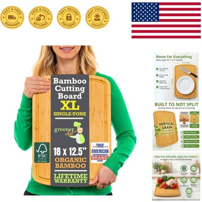 Extra Large 18 Inch Bamboo Butcher Block with Juice Groove - Lifetime